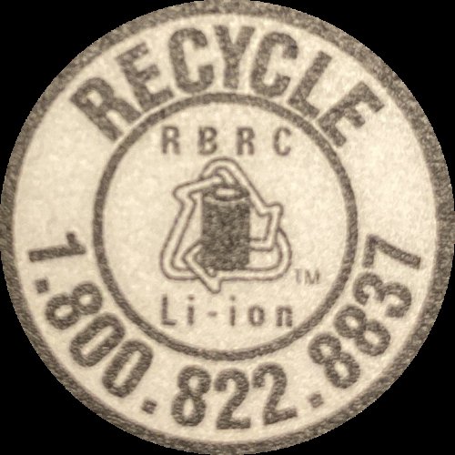 A legitimate recycling logo from an OEM battery