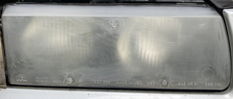 A shot of my headlight after the first round of sanding; the housing is very cloudy and difficult to see through