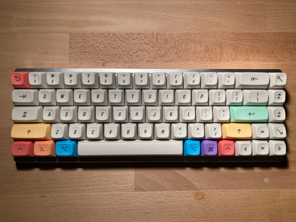 The assembled keyboard from above, showcasing the keycaps.