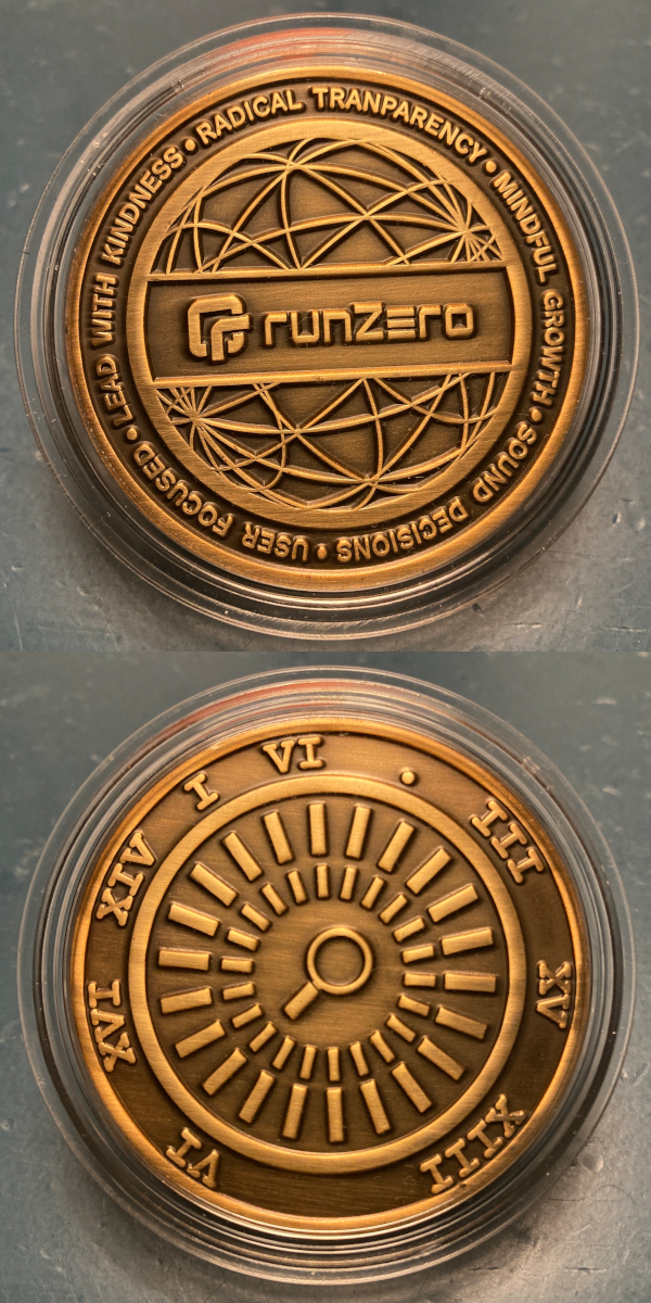 The coin I got for completing the challenge; the rear of the coin matches the coin drawing on the landing page and the word "transparency" on the front of the coin is misspelled